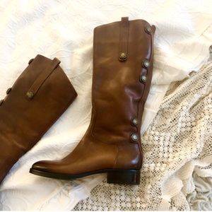 Gianni Bini Leather Button-Studded Riding Boots